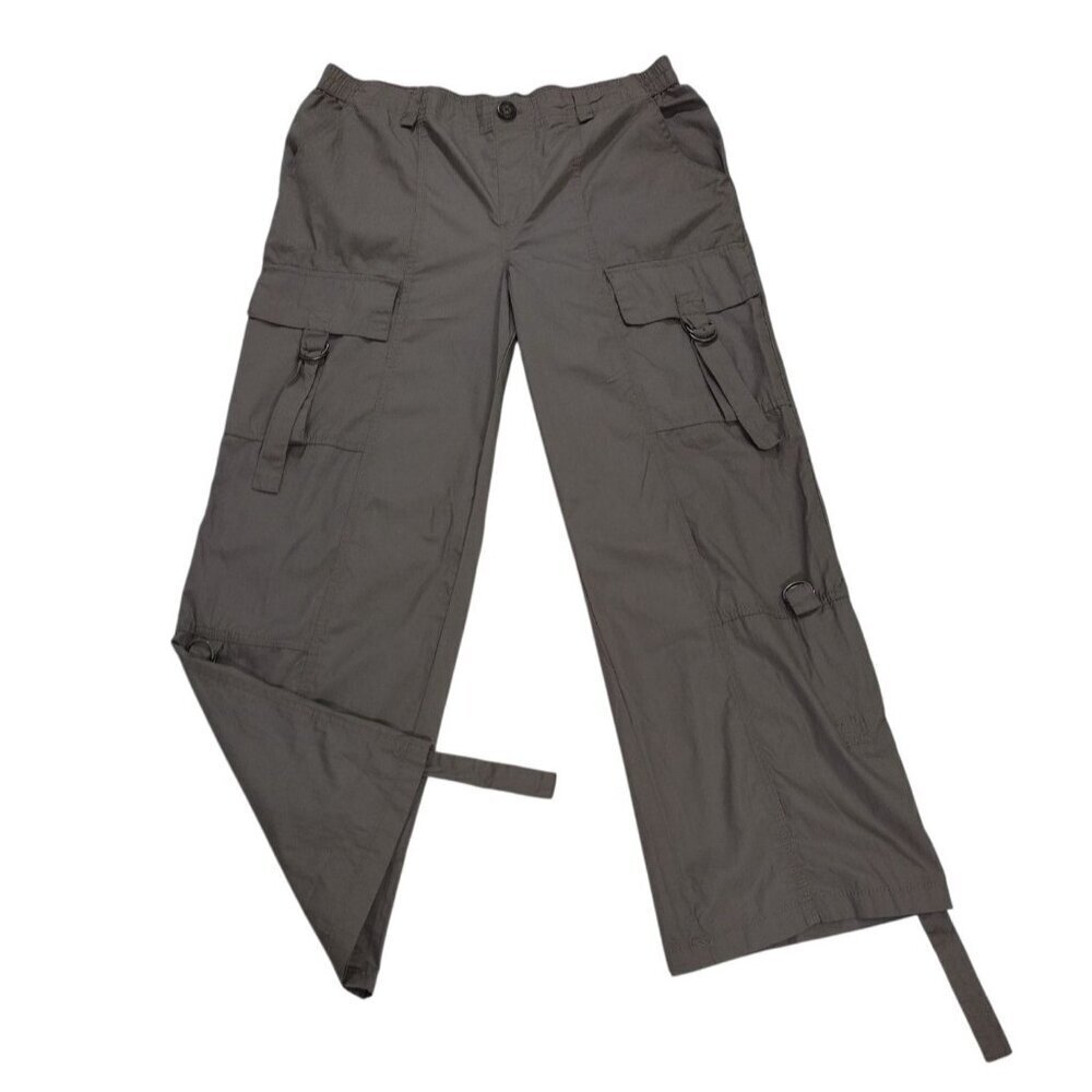 Happily Grey Womens Cargo Pants Gray Size 9 Cotton Adjustable Waist Utility NWT